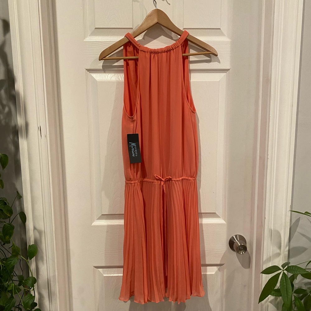 Guess by Marciano Coral Halter Dress with pleating Small